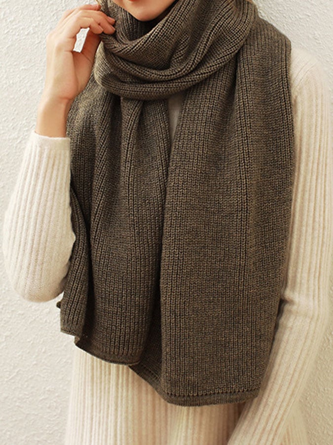 Solid Color Warm Knitted Scarf