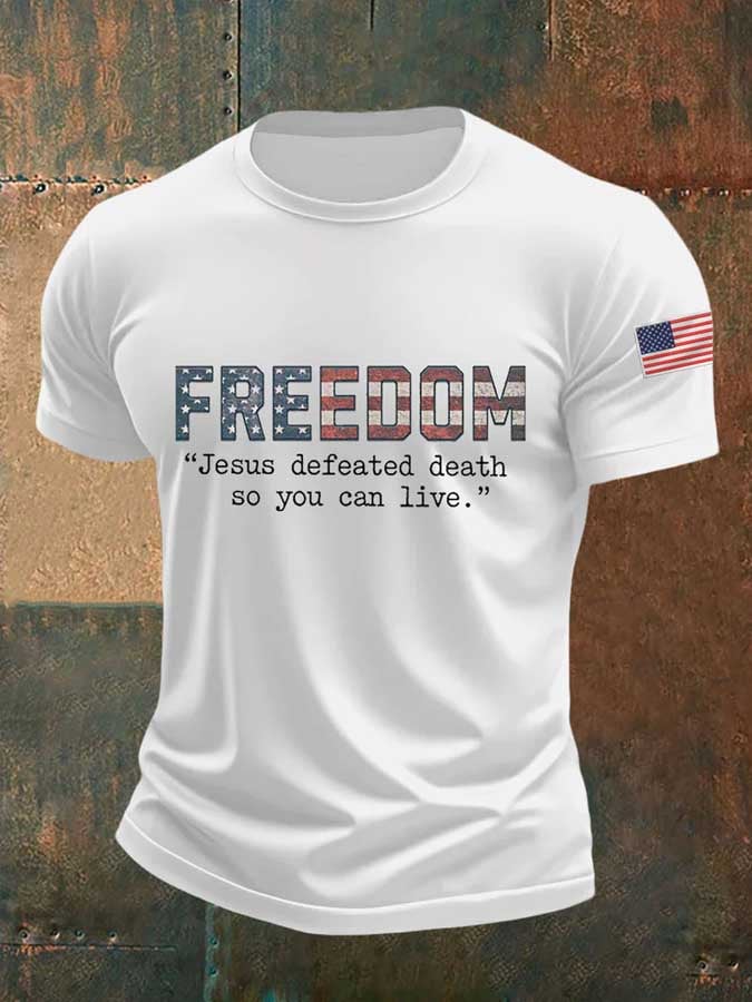 Men's Freedom Flag Print T-Shirt