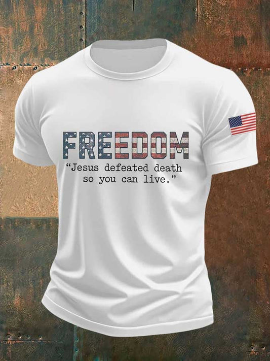 Men's Freedom Flag Print T-Shirt