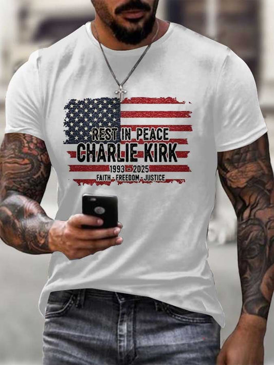 Pray for Charlie Kirk Cross Christian T-Shirt