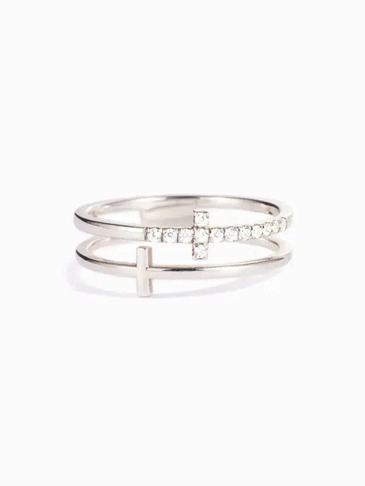 Women'S Fashion Double Cross Ring