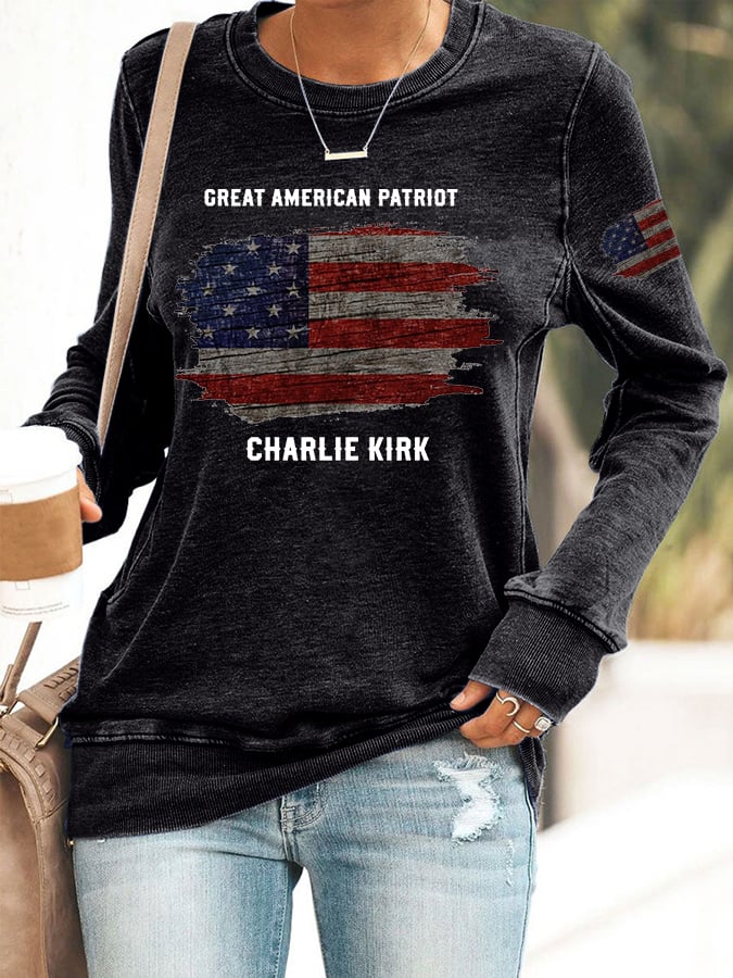 Women's Great American Patriotic Print Round Neck Sweatshirt