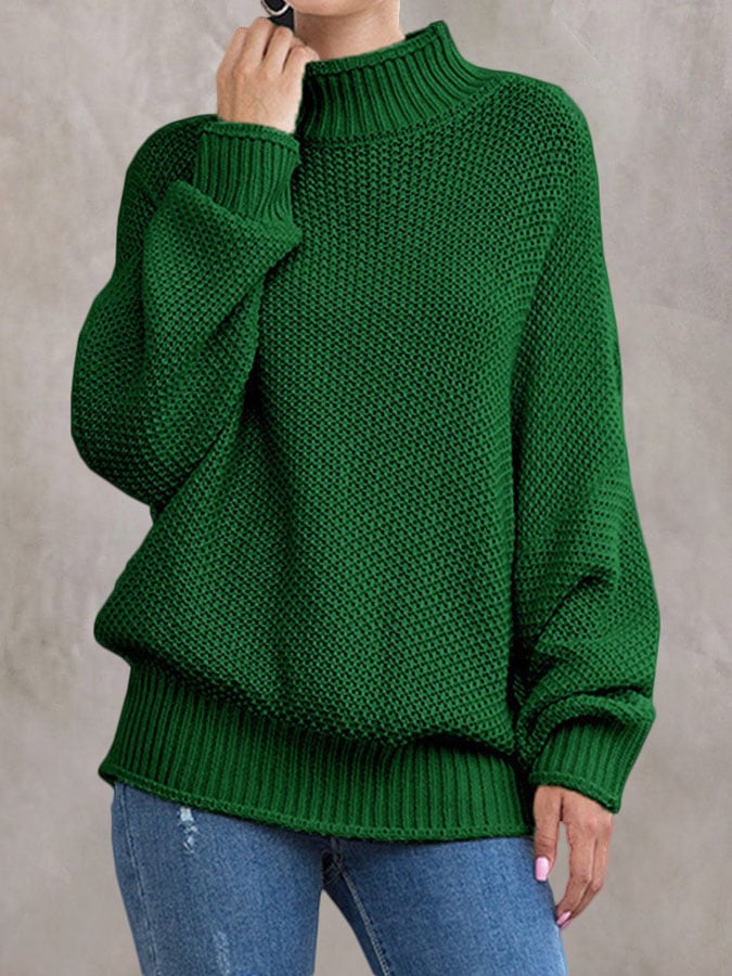 Women'S Loose Solid Color Casual Pullover Sweater