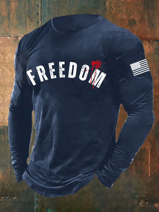Men's Freedom Printed Round Neck T-Shirt