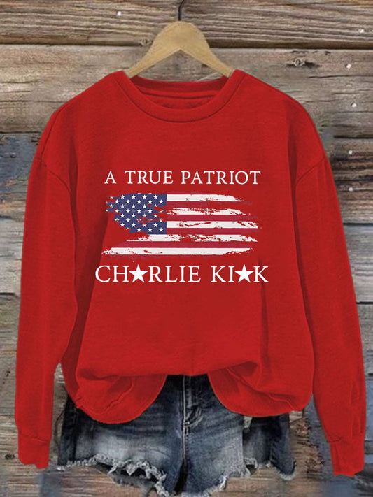 Women's Freedom American Flag Print Sweatshirt