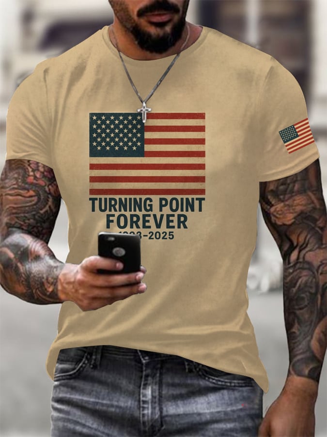 Men's FREEDOM Print Round Neck T-shirt