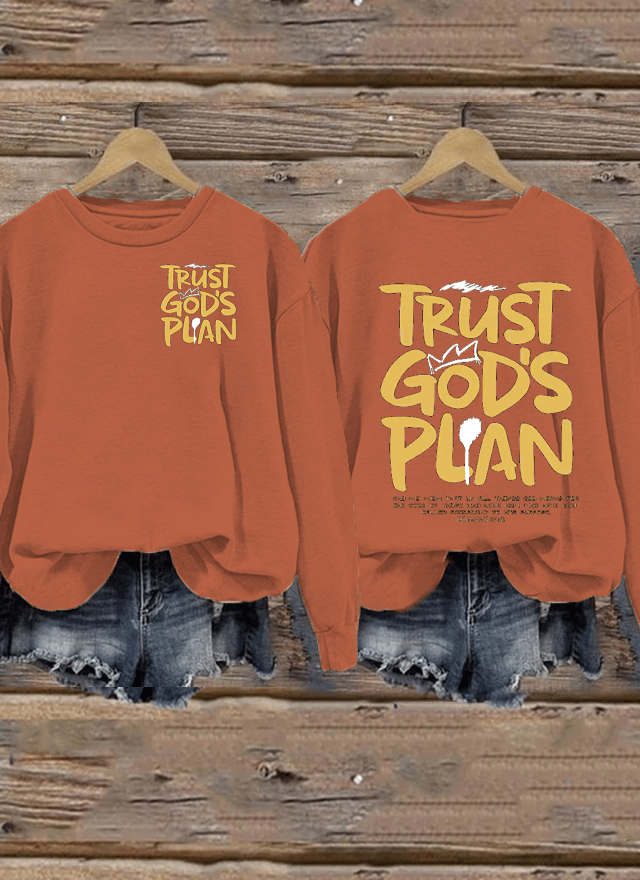 Women's Casual Believe in God's Plan Christian Print Sweatshirt