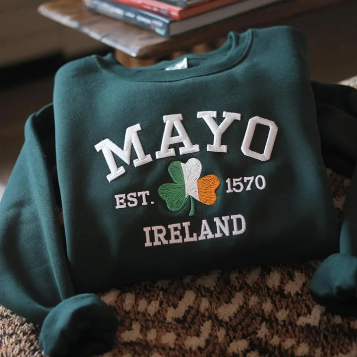 Custom Ireland City/County St Patrick's Day Embroidered Sweatshirt