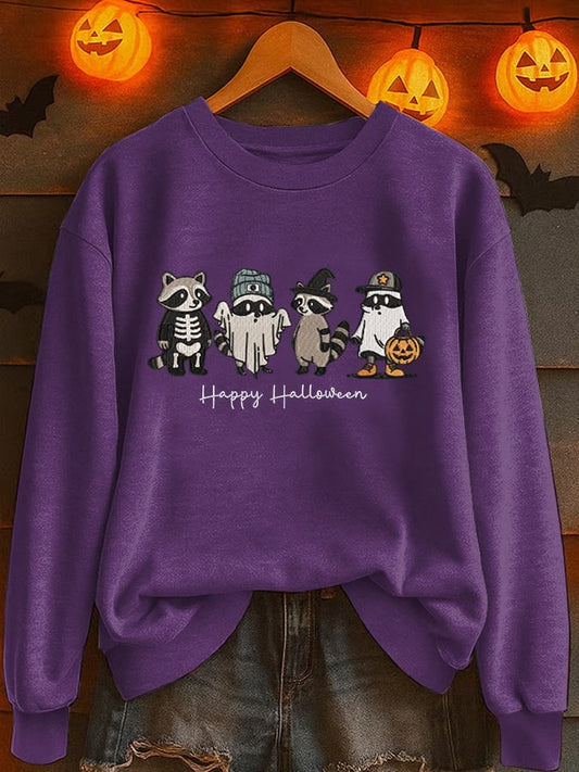 Women's Halloween Raccoon Casual Sweatshirt