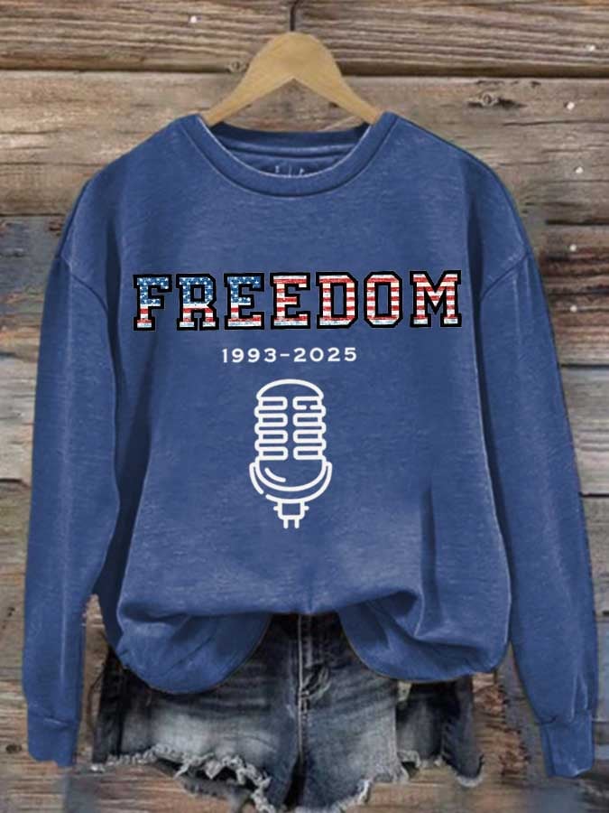 Women's Freedom American Flag Print Waffle Hoodie