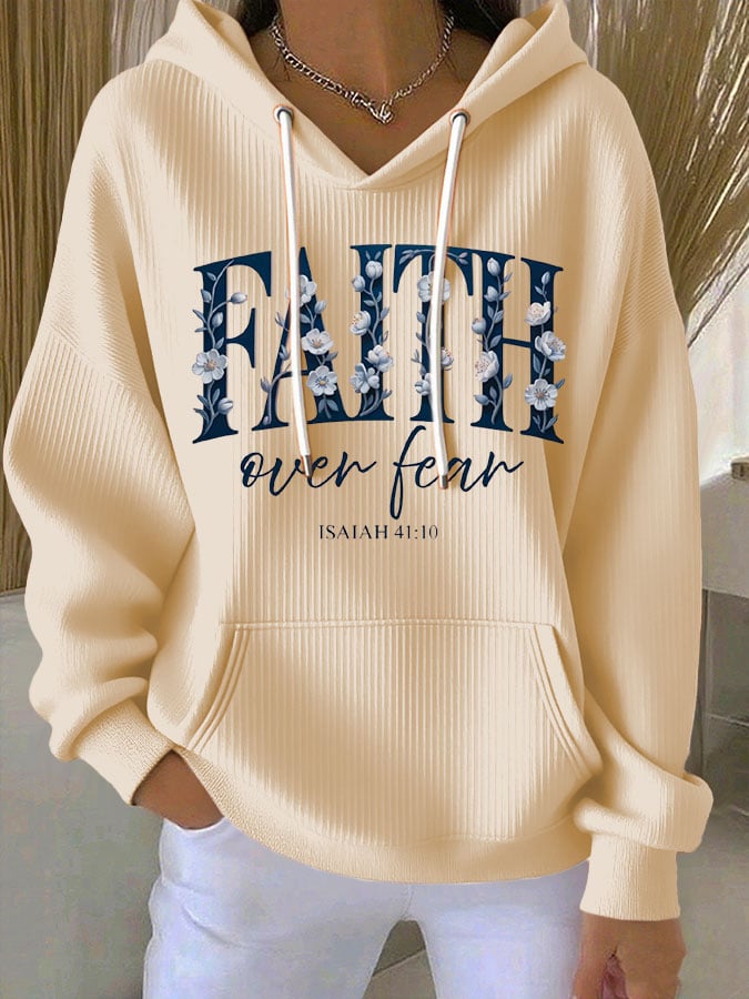 Women's Faith Print Casual Hoodie