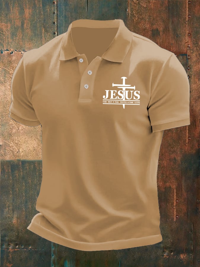 Men's Jesus The Way The Truth The Life printed polo shirt