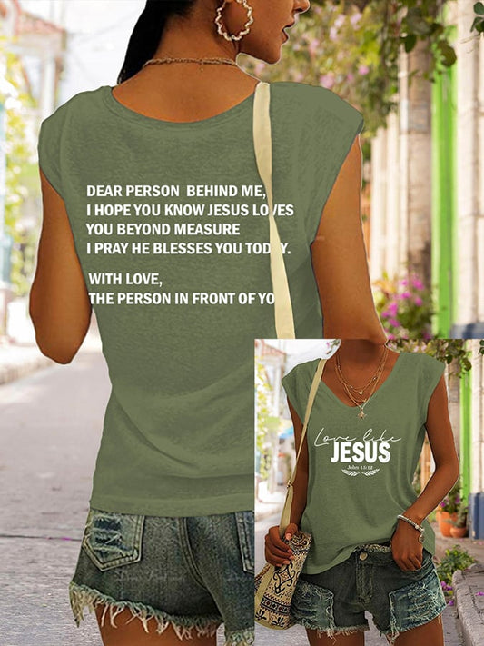 Women's Love Like Jesus Print Casual Vest