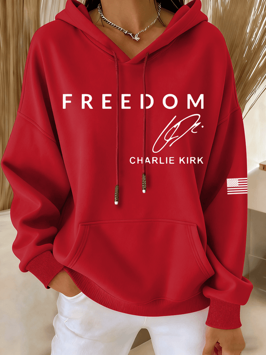 Women's Freedom Heat Transfer Cotton Hooded Sweatshirt