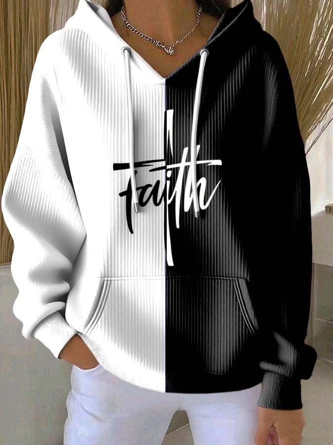 Women's Casual Faith  Textured Hoodie