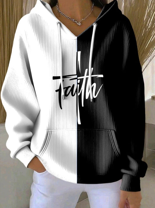 Women's Casual Faith  Textured Hoodie