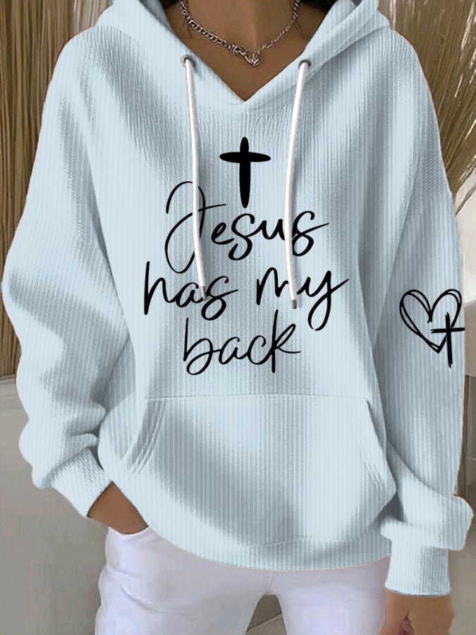 Women's Jesus Has My Back Print  Sweatshirts