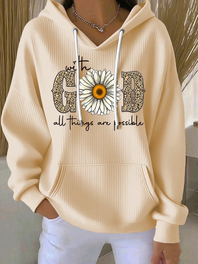 Women's With God, All Things Are Possible Matthew 19:26 Print Casual Hoodie