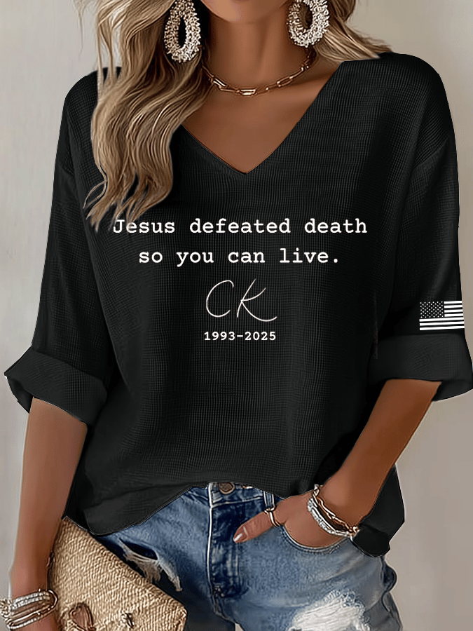 Women's Hot Spot Print Waffle Long Sleeve T-Shirt