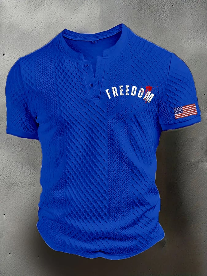 Men's Freedom American Flag Print Casual Jacquard Fabric Button Design Sweatshirt