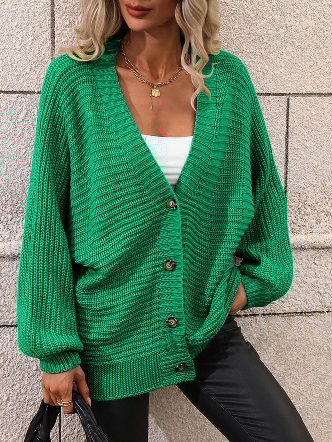Women'S Sweater Solid Color Knitted Cardigan