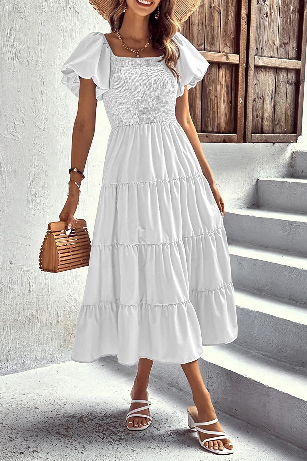 Smocked Puff Sleeve Summer Dress