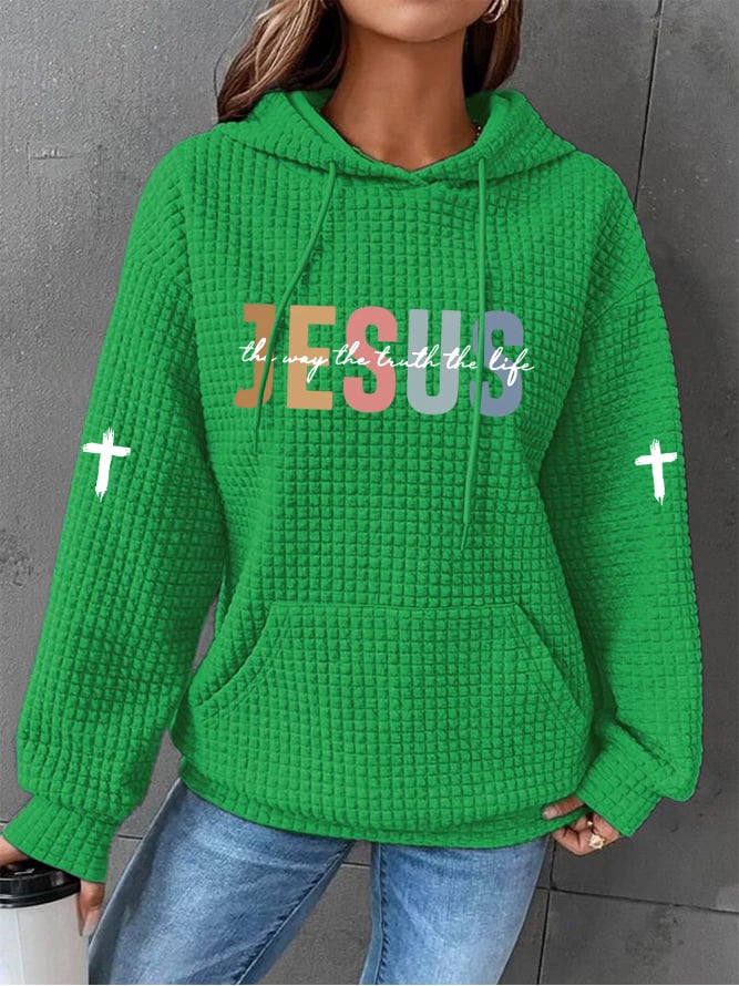 Women's Casual Jesus Truth Plaid Hoodie