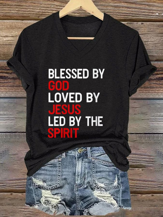 Women's Blessed by God Print T-Shirt