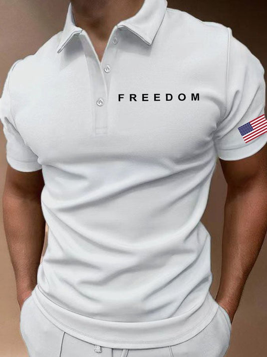 Men's Freedom American Flag Print Polo Shirt