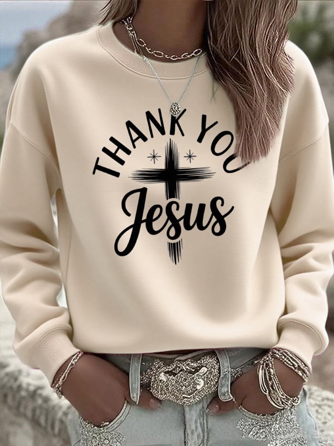 Women's Vintage Faith Thank You Jesus Sweatshirt