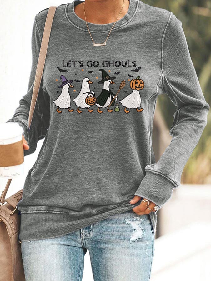 Women's Let's Go Ghouls Goose Sweatshirt