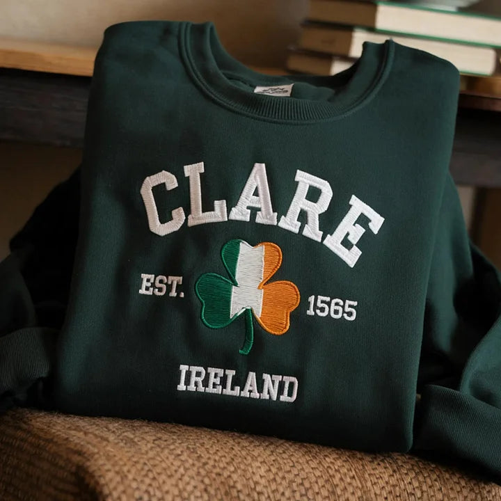 Custom Ireland City/County St Patrick's Day Embroidered Sweatshirt