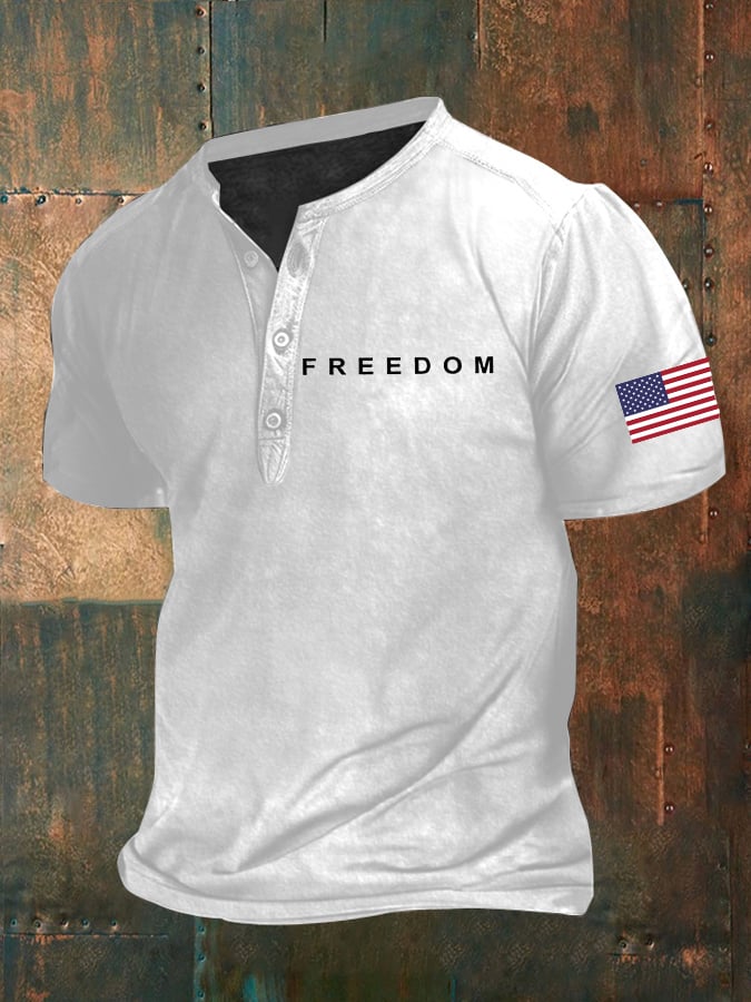 Men's Freedom American Flag Print Top