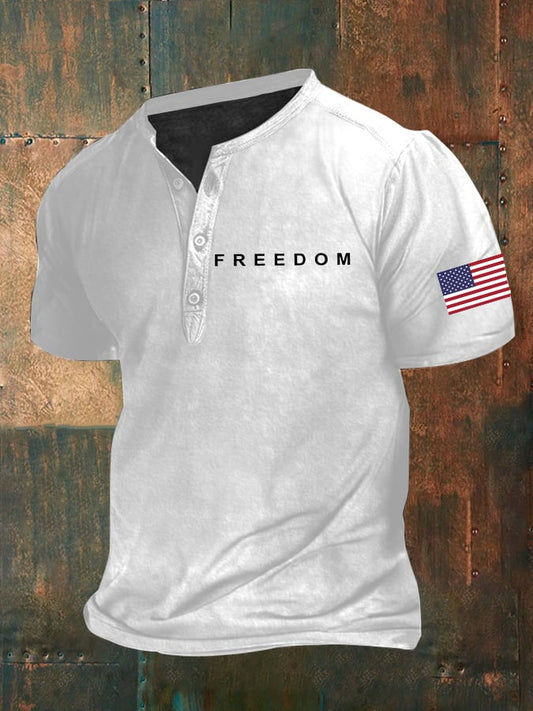 Men's Freedom American Flag Print Top