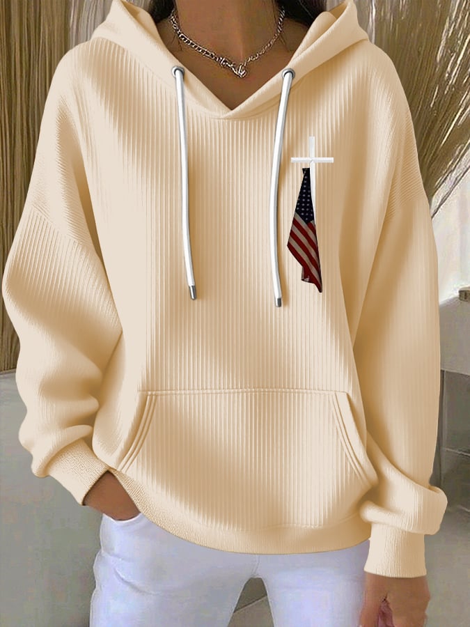 Women's Cross Flag Print Hoodie