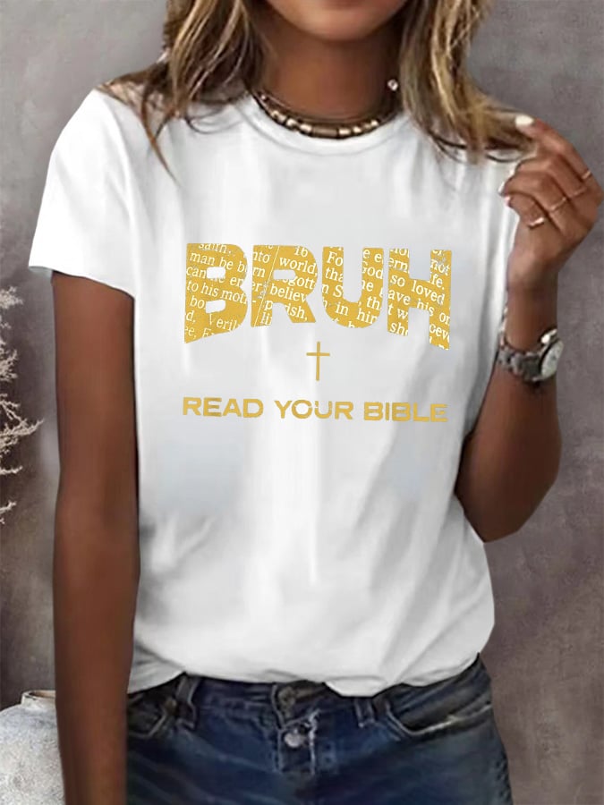 Women's Casual Christian Faith Graphic Printed Round Neck Short Sleeve T-Shirt