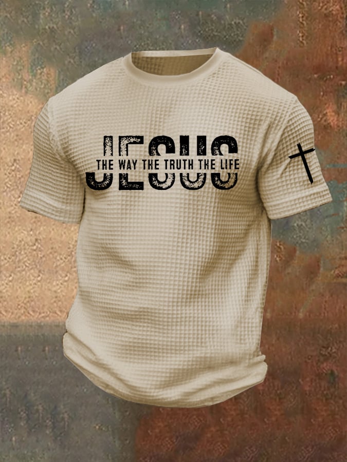 Men's Jesus The Way The Truth The Life Print Waffle T-Shirt