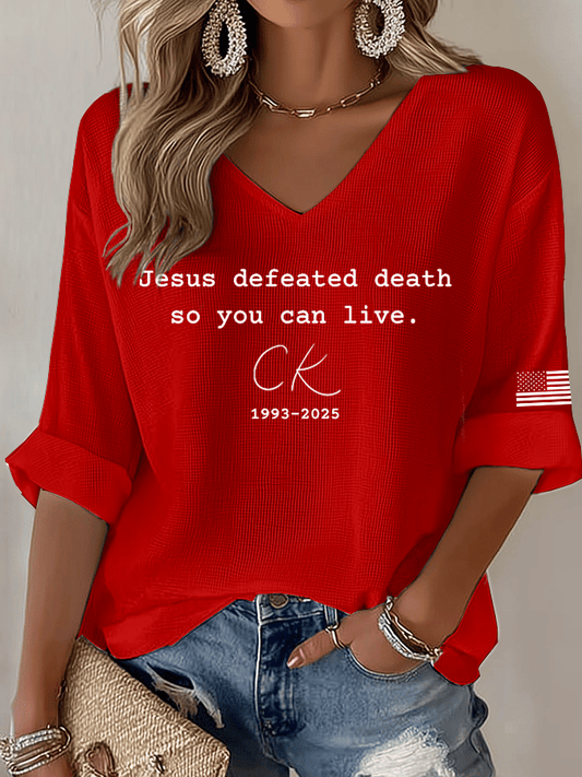 Women's Hot Spot Print Waffle Long Sleeve T-Shirt