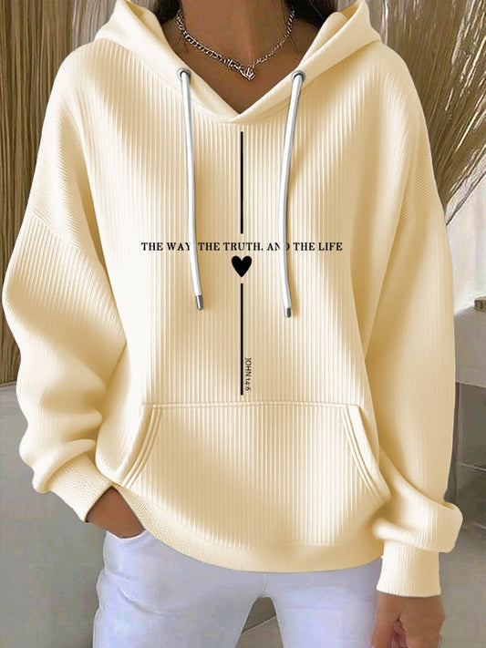 Women's Casual Faith The Way The Truth The Life Ribbed Hoodie