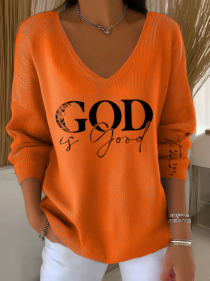 Women's casual God is good at all times long-sleeved T-shirt