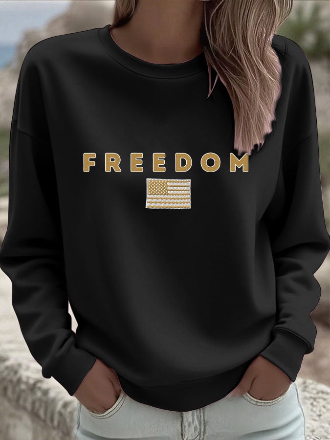 Women's Freedom Print Crew Neck Sweatshirt