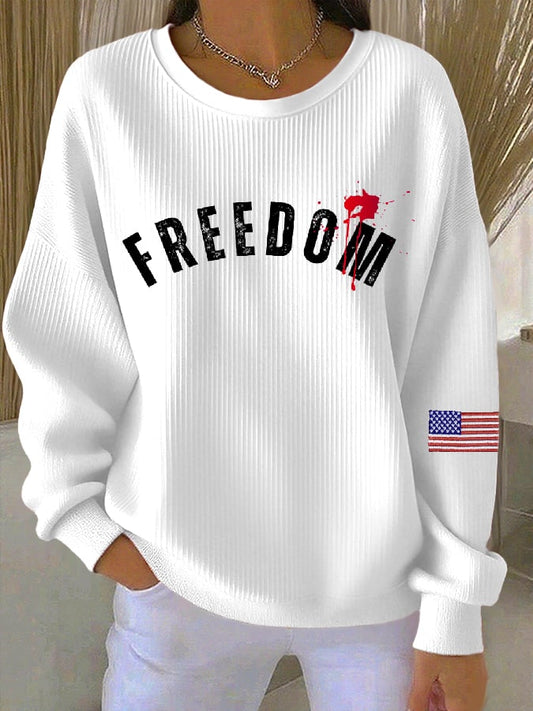 Women's Casual Freedom Faith Textured Sweatshirt