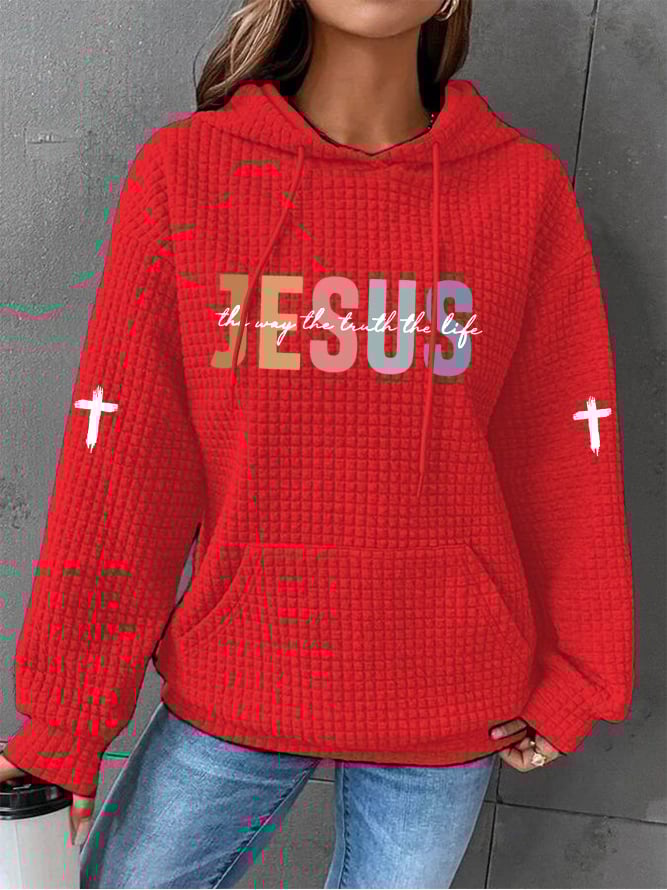 Women's Casual Jesus Truth Plaid Hoodie