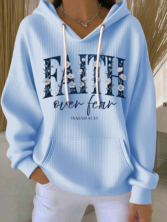 Women's Faith Print Casual Hoodie