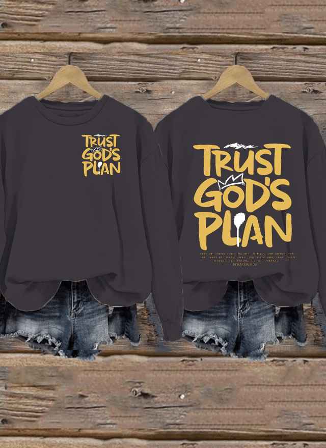 Women's Casual Believe in God's Plan Christian Print Sweatshirt