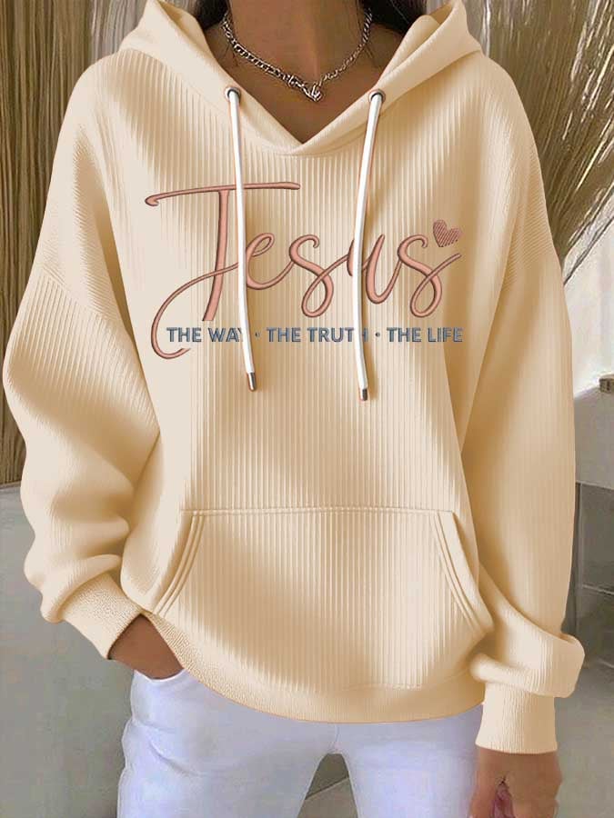 Women's Faith Print Casual Hooded Sweatshirt