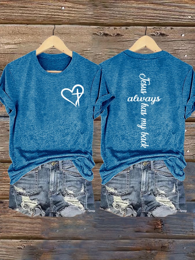 Women's Faith Love Cross Printed Short Sleeve T-Shirt