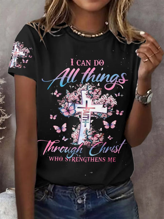 Women's  I Can Do All Things Faith  Print T-Shirt
