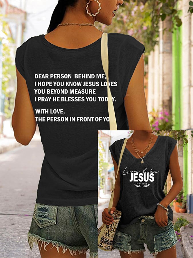 Women's Love Like Jesus Print Casual Vest