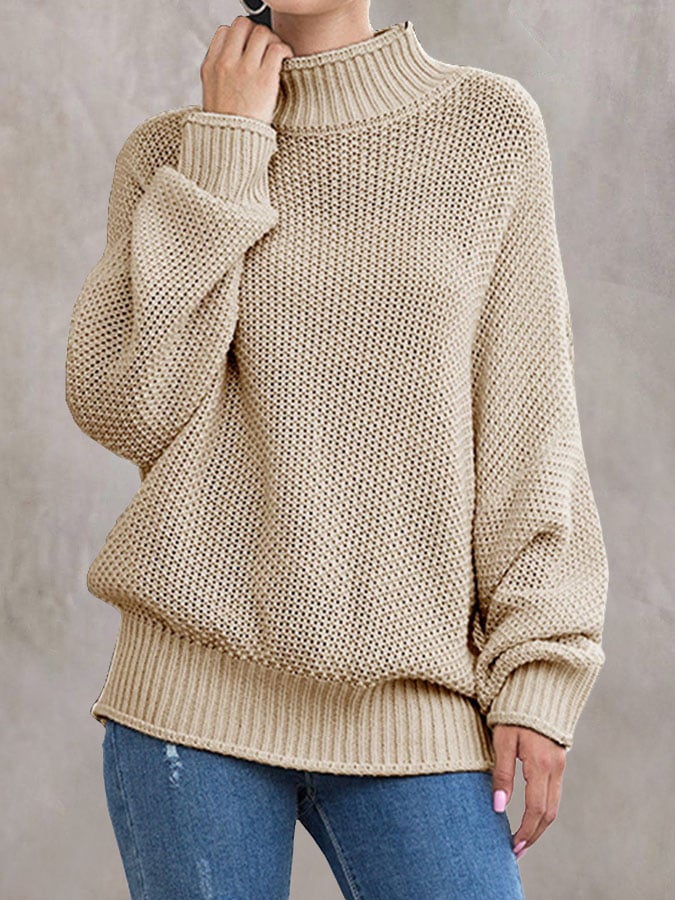 Women'S Loose Solid Color Casual Pullover Sweater